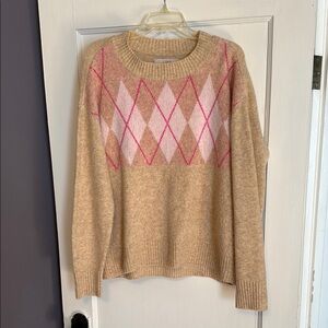 Women's Beige Argyle Sweater